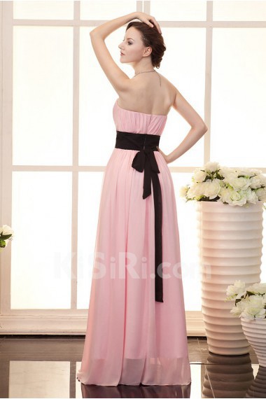 Chiffon Sweetheart Floor Length Dress with Ruffle