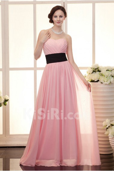 Chiffon Sweetheart Floor Length Dress with Ruffle