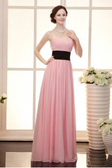 Chiffon Sweetheart Floor Length Dress with Ruffle