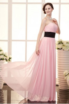 Chiffon Sweetheart Floor Length Dress with Ruffle