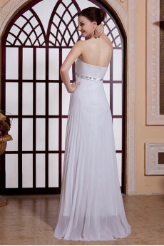 Chiffon Strapless Floor Length A-line Dress with Pleated