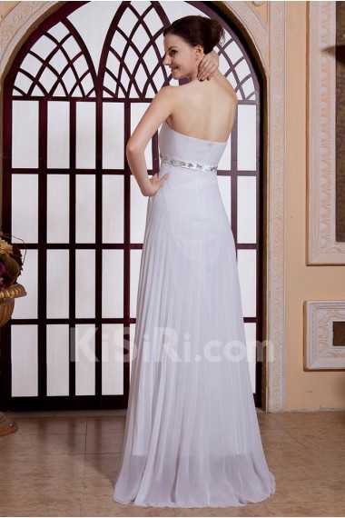 Chiffon Strapless Floor Length A-line Dress with Pleated