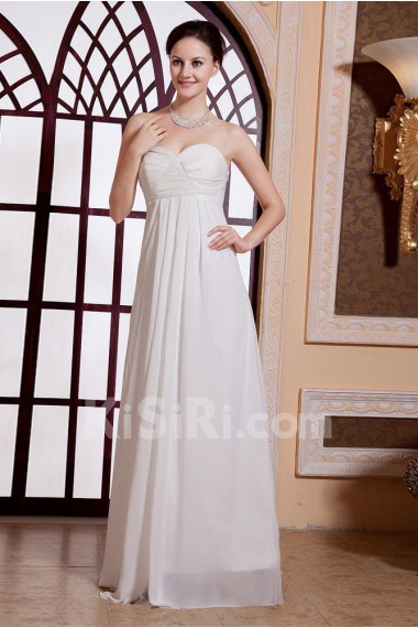 Chiffon Sweetheart Floor Length Empire Line Dress with Pleated