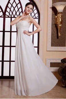 Chiffon Sweetheart Floor Length Empire Line Dress with Pleated