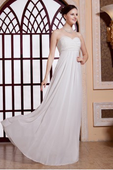 Chiffon Sweetheart Floor Length Empire Line Dress with Pleated