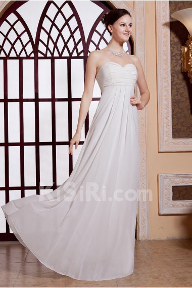 Chiffon Sweetheart Floor Length Empire Line Dress with Pleated