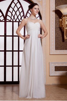 Chiffon Sweetheart Floor Length Empire Line Dress with Pleated