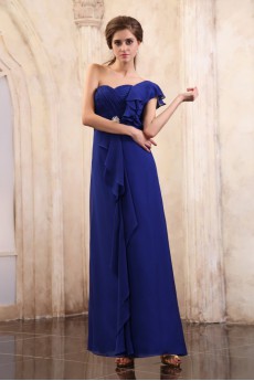 Chiffon One-Shoulder Floor Length Column Dress with Ruffle