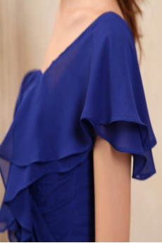 Chiffon One-Shoulder Floor Length Column Dress with Ruffle