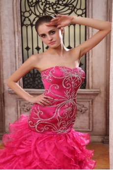 Organza and Charmeuse Sweetheart Floor Length Sheath Dress with Embroidery 