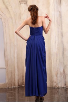 Chiffon Sweetheart Ankle-Length Column Dress with Beaded and Ruffle