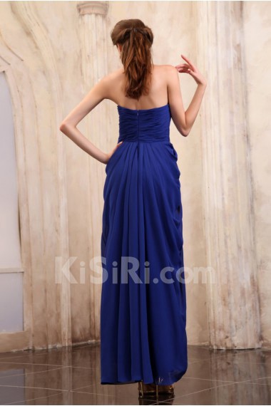 Chiffon Sweetheart Ankle-Length Column Dress with Beaded and Ruffle