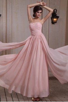 Chiffon Sweetheart Ankle-Length A-line Dress with Beaded and Ruffle