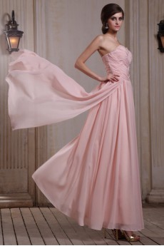 Chiffon Sweetheart Ankle-Length A-line Dress with Beaded and Ruffle