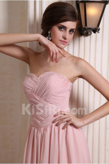 Chiffon Sweetheart Ankle-Length A-line Dress with Beaded and Ruffle