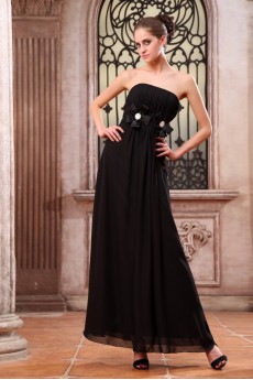 Chiffon Strapless Ankle-Length A-line Dress