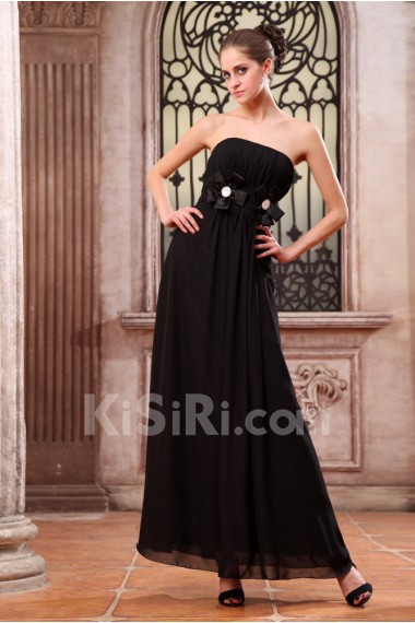 Chiffon Strapless Ankle-Length A-line Dress