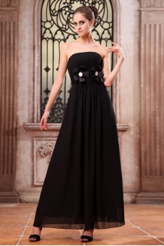 Chiffon Strapless Ankle-Length A-line Dress