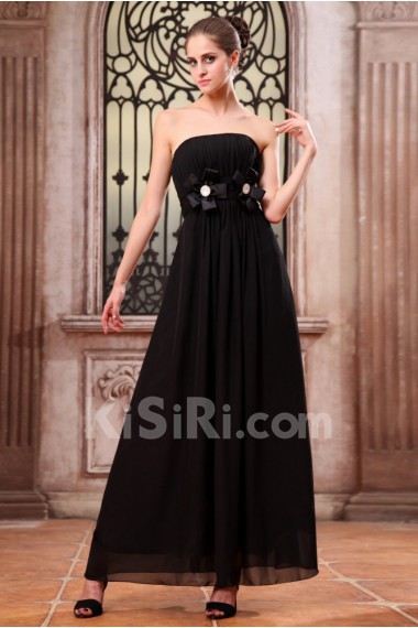 Chiffon Strapless Ankle-Length A-line Dress