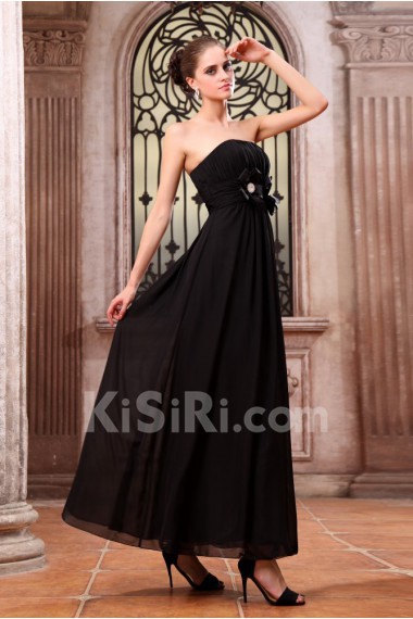 Chiffon Strapless Ankle-Length A-line Dress