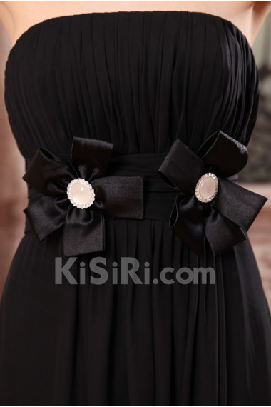 Chiffon Strapless Ankle-Length A-line Dress