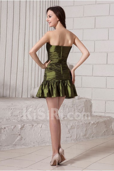 Taffeta Strapless Short Dress with Ruffle