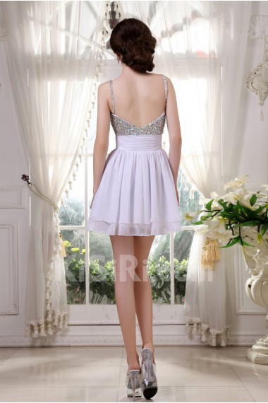 Chiffon Spaghetti Straps Short Dress with Beaded