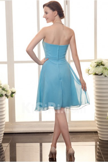 Chiffon Strapless Short A-line Dress with Beaded and Ruffle