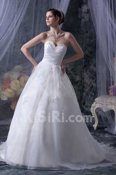 Organza Sweetheart Ball Gown with Embroidery