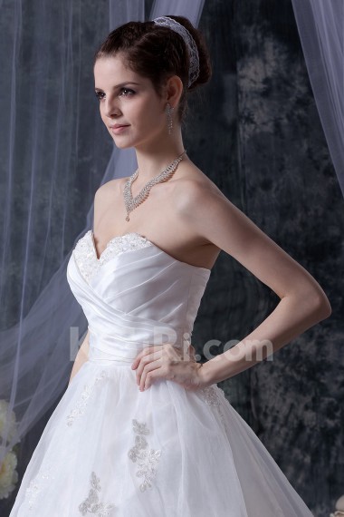 Organza Sweetheart Ball Gown with Embroidery