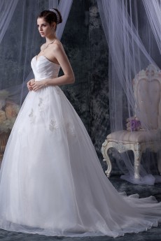 Organza Sweetheart Ball Gown with Embroidery