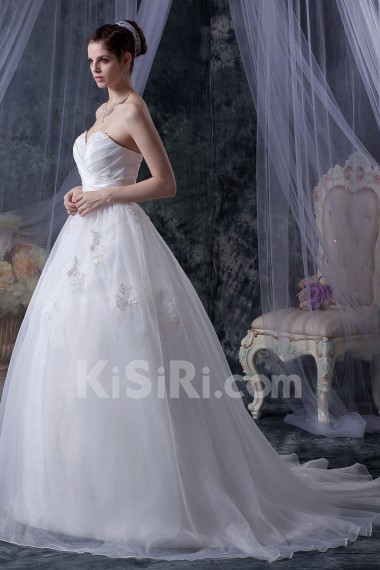 Organza Sweetheart Ball Gown with Embroidery