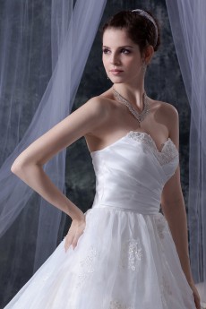 Organza Sweetheart Ball Gown with Embroidery