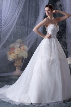 Organza Sweetheart Ball Gown with Embroidery