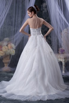 Organza Sweetheart Ball Gown with Embroidery