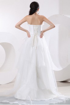 Organza Strapless A-Line Dress with Embroidery