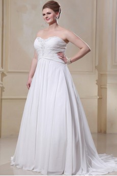 Sweetheart Chiffon Embroidered Plus Size Gown