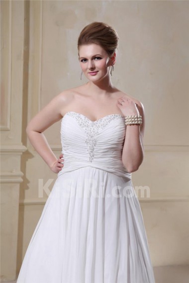 Sweetheart Chiffon Embroidered Plus Size Gown