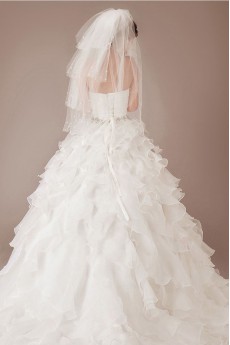 Satin and Organza Sweetheart Floor Length Ball Gown with Crystals