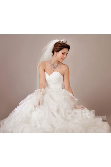 Satin and Organza Sweetheart Floor Length Ball Gown with Crystals