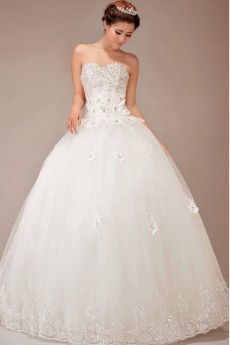 Lace Sweetheart Floor Length Ball Gown with Sequins