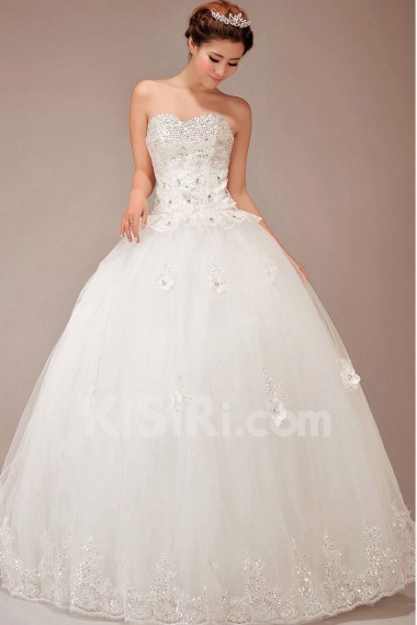 Lace Sweetheart Floor Length Ball Gown with Sequins