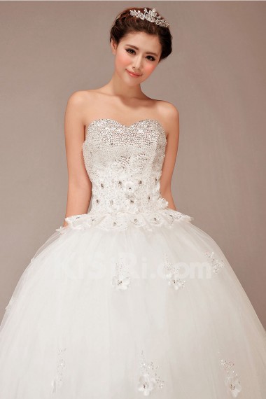 Lace Sweetheart Floor Length Ball Gown with Sequins