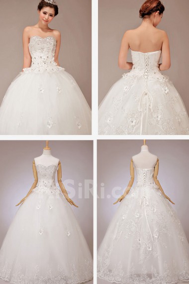 Lace Sweetheart Floor Length Ball Gown with Sequins