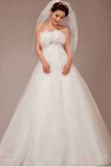 Tulle Strapless Floor Length Ball Gown with Sequins