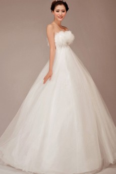 Tulle Strapless Floor Length Ball Gown with Sequins