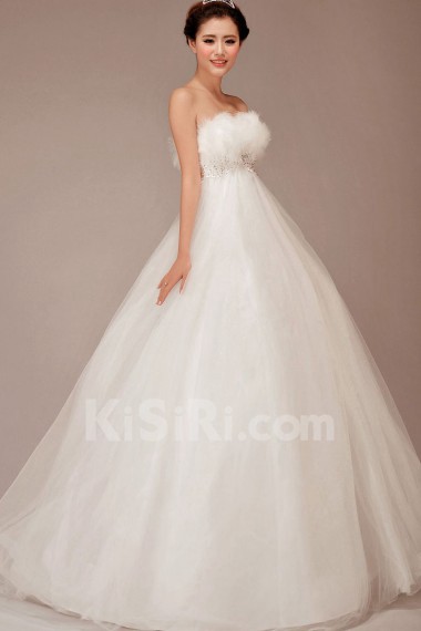 Tulle Strapless Floor Length Ball Gown with Sequins