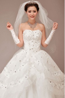 Satin and Lace Sweetheart Floor Length Ball Gown with Crystals