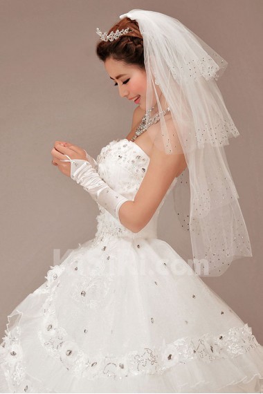 Satin and Lace Sweetheart Floor Length Ball Gown with Crystals