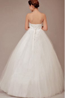 Satin and Tulle Strapless Floor Length Ball Gown with Crystals